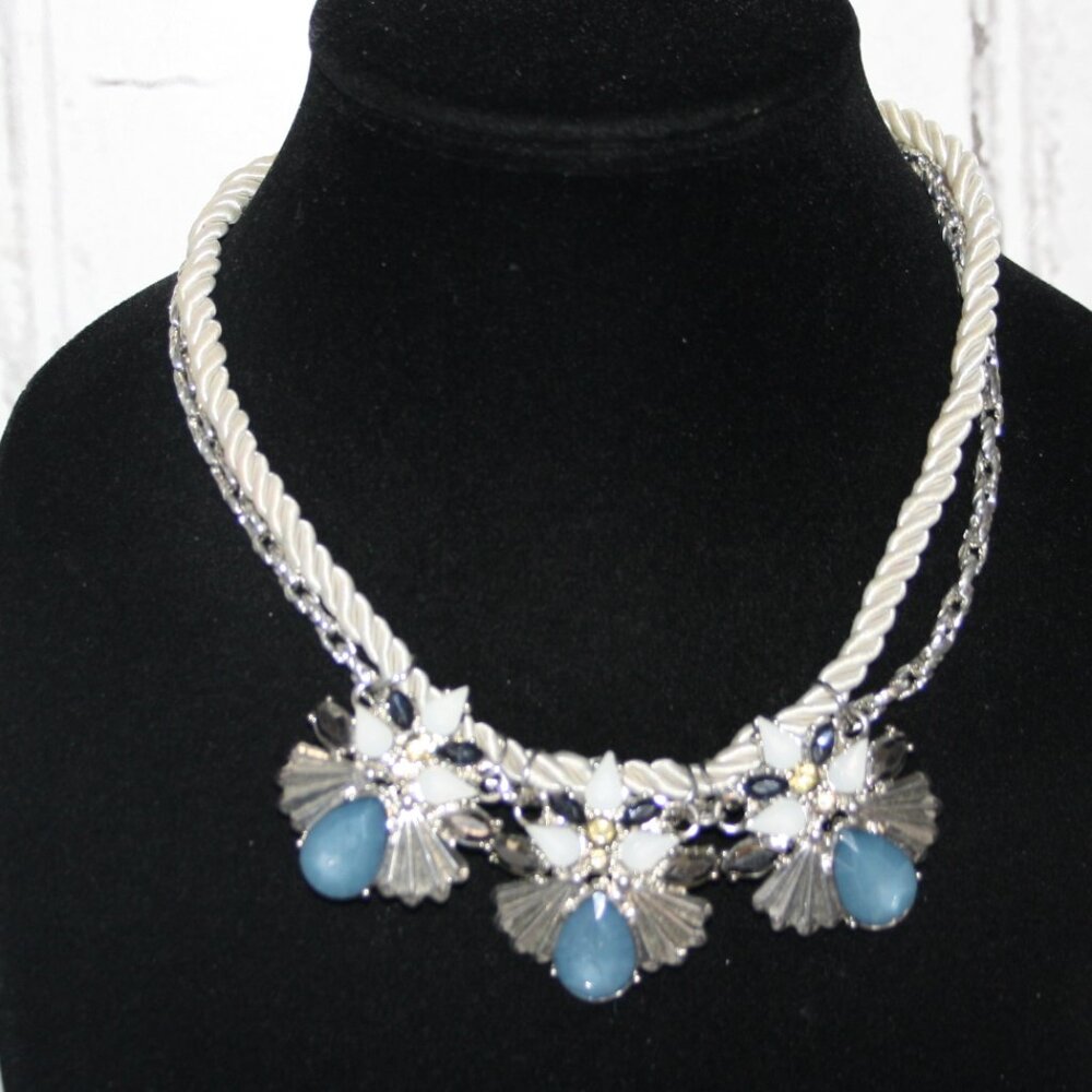 💎 Silver Cord & Rhinestone Statement Necklace · NY&C Glam
